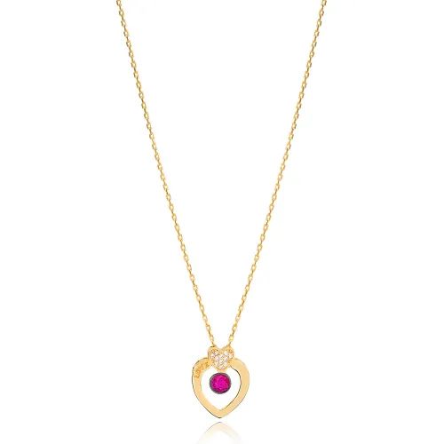 Love Letter Hearth Shape Ruby Sterling Silver Necklace