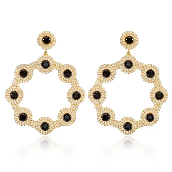 Flower Round Long 925 Sterling Silver Earrings Flower Round Long 925 Sterling Silver Earrings