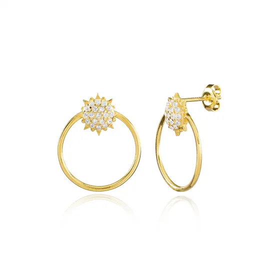 Sun and Round Hollow Design Stud Earrings Sun and Round Hollow Design Stud Earrings