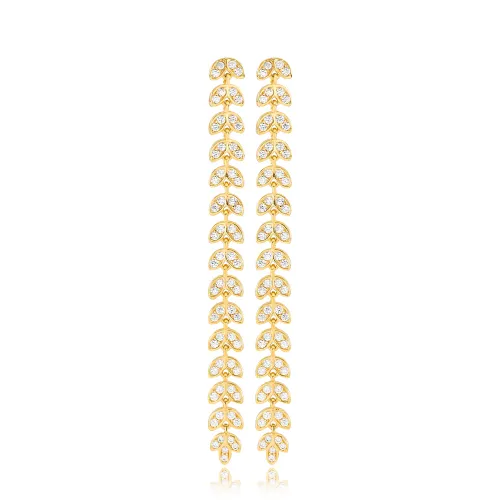 Turkish Palm Long 925 Sterling Silver Earrings