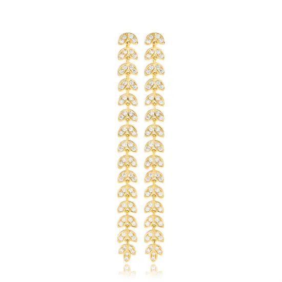 Turkish Palm Long 925 Sterling Silver Earrings Turkish Palm Long 925 Sterling Silver Earrings