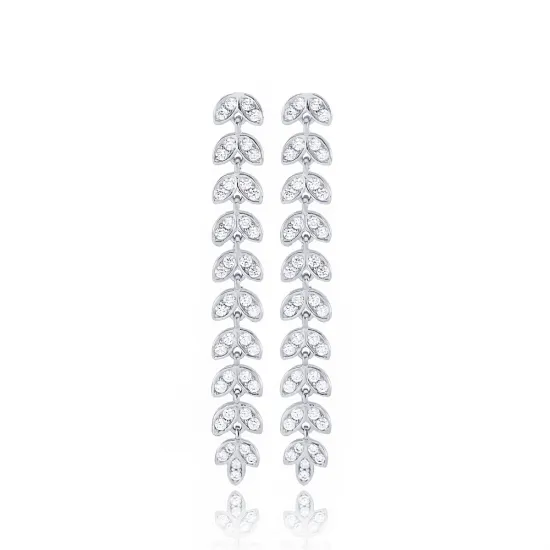 Handcrafted Palm Long 925 Sterling Silver Earrings Handcrafted Palm Long 925 Sterling Silver Earrings