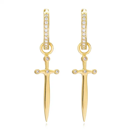 Sword Design Silver Dangle Earrings Handmade 925 Sterling Silver Jewelry Sword Design Silver Dangle Earrings Handmade 925 Sterling Silver Jewelry