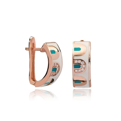 White Enamel Latch Back 925 Sterling Silver Earrings
