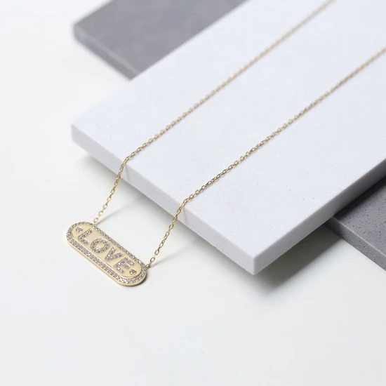 Love Bar CZ 925 Sterling Silver Necklace