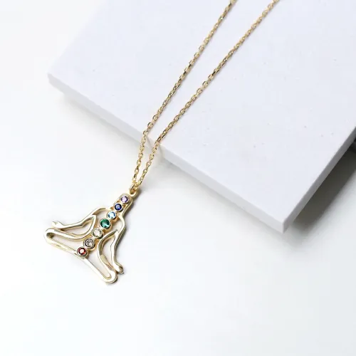 Seven Chakra Buddha Yoga Charm Necklace Wholesale Turkish 925 Sterling Silver Jewelry
