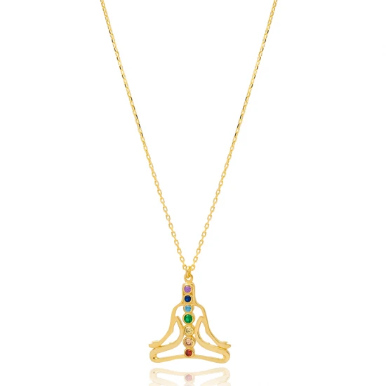 Seven Chakra Buddha Yoga 925 Sterling Silver Necklace Seven Chakra Buddha Yoga 925 Sterling Silver Necklace