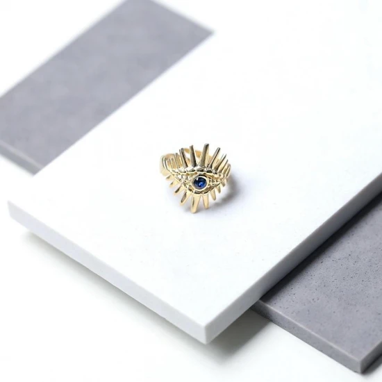 Turkish Evil Eye Adjustable 925 Sterling Silver Ring