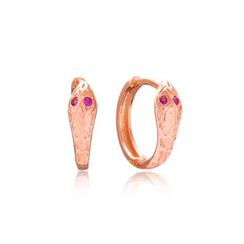 Ruby Eye Snake 925 Sterling Silver Earrings