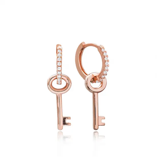 Turkish Key Dangle 925 Sterling Silver Earrings