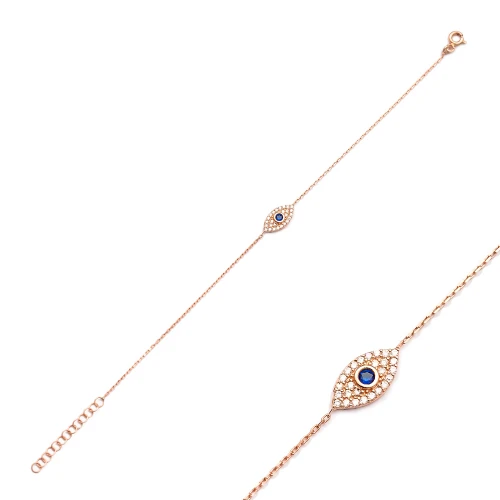 Blue Evil Eye Chain 925 Sterling Silver Bracelet Blue Evil Eye Chain 925 Sterling Silver Bracelet