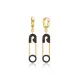 Trendy Safety Pin Black Zircon Dangle Earrings Wholesale Turkish Handmade 925 Sterling Silver Jewelry