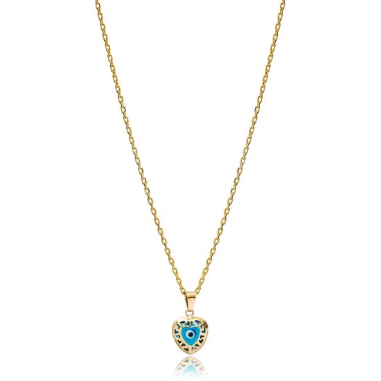 Heart Shape Minimalist Evil Eye 925 Silver Necklace