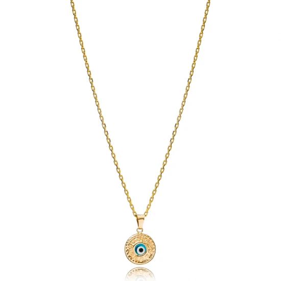 Round Shape Evil Eye Sterling Silver Necklace Round Shape Evil Eye Sterling Silver Necklace