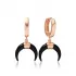 Horn Black Enamel Dangle 925 Sterling Silver Earrings
