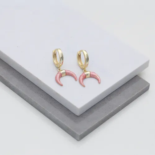 Mother Of Pearl Horn Dangle Sterling Silver Earrings