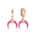 Horn Pink Enamel Dangle 925 Sterling Silver Earrings