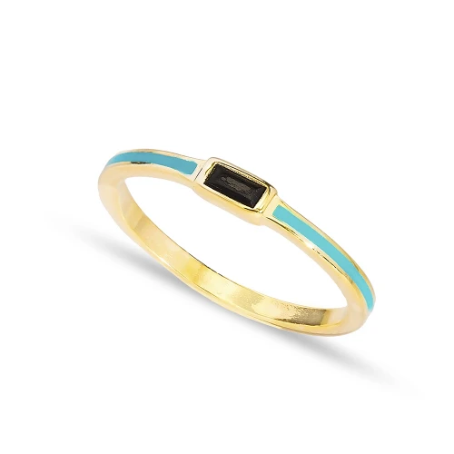 Turquoise Enamel Black CZ Cluster Sterling Silver Ring Turquoise Enamel Black CZ Cluster Sterling Silver Ring