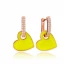 Yellow Enamel Heart Dangle 925 Sterling Silver Earrings