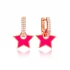 Magenta Enamel Star Dangle 925 Sterling Silver Earrings