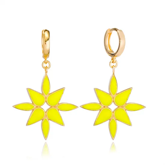 Yellow Pink Enamel Dangle 925 Sterling Silver Earrings Yellow Pink Enamel Dangle 925 Sterling Silver Earrings