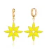 Yellow Pink Enamel Dangle 925 Sterling Silver Earrings