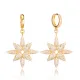 Clear Eight Petal Flower Hoop CZ 925 Silver Earrings