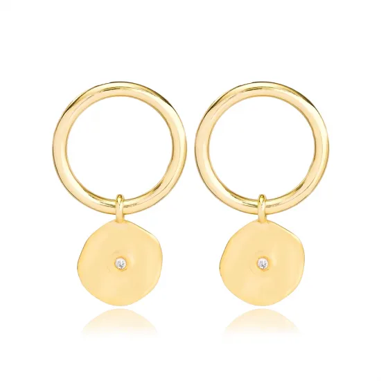 Disk Link Charm Circle 925 Stud Earrings Disk Link Charm Circle 925 Stud Earrings