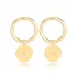 Disk Link Charm Circle 925 Stud Earrings