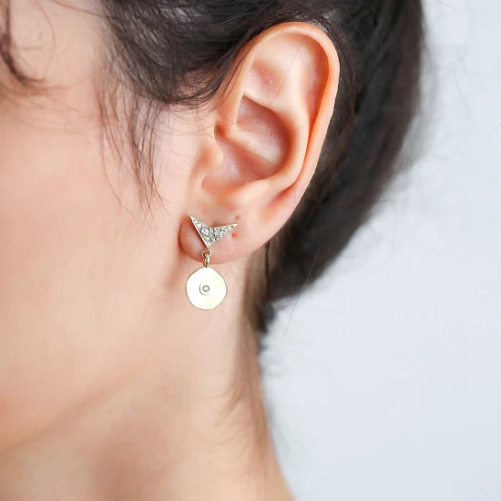 Handcrafted CZ Disk 925 Sterling Silver Earrings Handcrafted CZ Disk 925 Sterling Silver Earrings