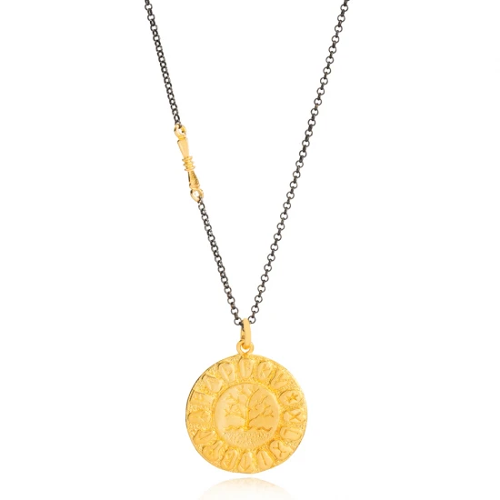 22 Karat Gold Vintage Pendant in 925 Sterling Silver | 925 Sterling Silver Wholesale | Sade Silver 22 Karat Gold Vintage Pendant in 925 Sterling Silver - Sade 925 Silver Jewelry