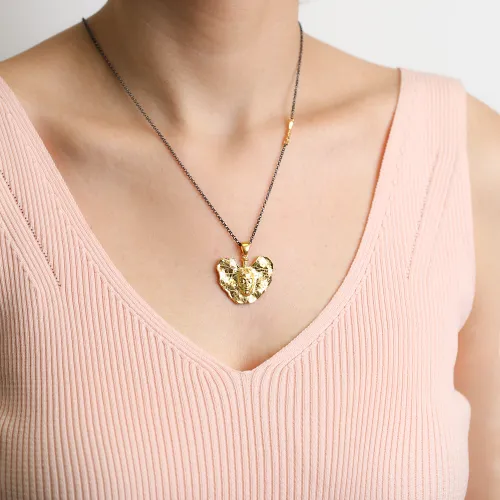 Turkish 22 Karat Gold Vintage 925 Silver Pendant Turkish 22 Karat Gold Vintage 925 Silver Pendant