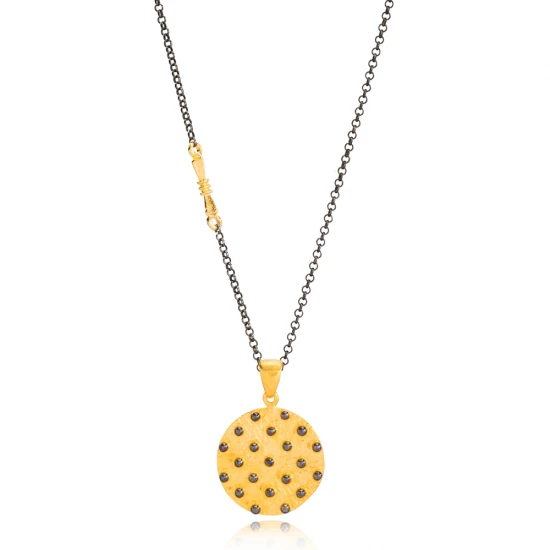 Handcrafted 22 Karat Gold Vintage 925 Silver Pendant