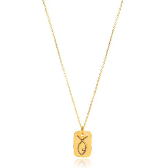 22 Karat Gold Vintage Fish 925 Sterling Silver Pendant