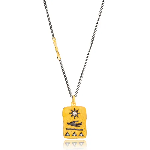 Turkish 22 Karat Gold Vintage Silver Pendant