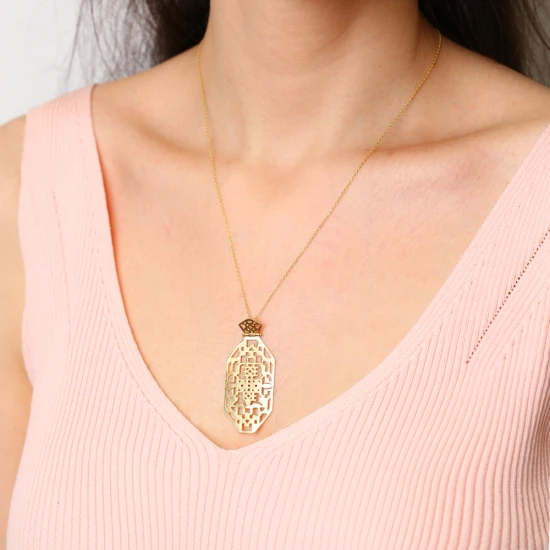 22 Karat Gold Geometric Pattern Sterling Silver Pendant 22 Karat Gold Geometric Pattern Sterling Silver Pendant