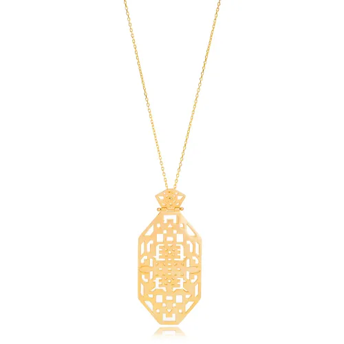 22 Karat Gold Geometric Pattern Sterling Silver Pendant