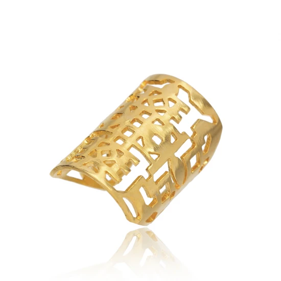 925 Silver 22 Karat Gold Plated Adjustable Vintage Ring