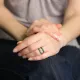 Clear Double Row Chain Band CZ 925 Sterling Silver Ring