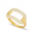 Clear Double Row Chain Band CZ 925 Sterling Silver Ring