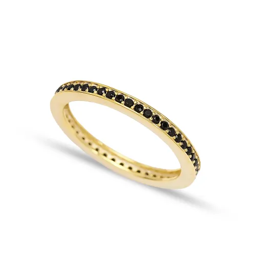 Chic Micro Black CZ Band 925 Sterling Silver Ring