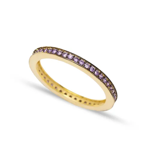 Tender Micro Purple CZ Band 925 Sterling Silver Ring