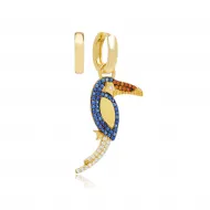 Colorful Toucan Design Turkish Wholesale Handmade 925 Silver Charm Earring