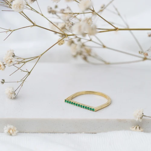 Graceful Emerald Beaded 925 Sterling Silver Ring