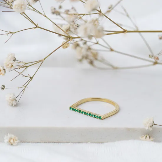 Graceful Emerald Beaded 925 Sterling Silver Ring Graceful Emerald Beaded 925 Sterling Silver Ring