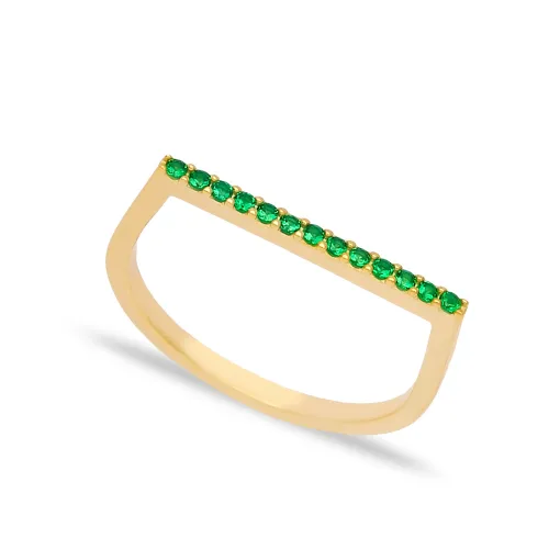 Graceful Emerald Beaded 925 Sterling Silver Ring