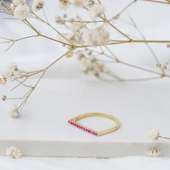 Graceful Ruby Beaded 925 Sterling Silver Ring