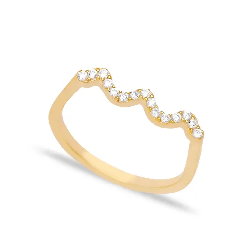 Wave Style CZ Beaded 925 Sterling Silver Ring