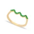 Wave Style Emerald Beaded 925 Sterling Silver Ring