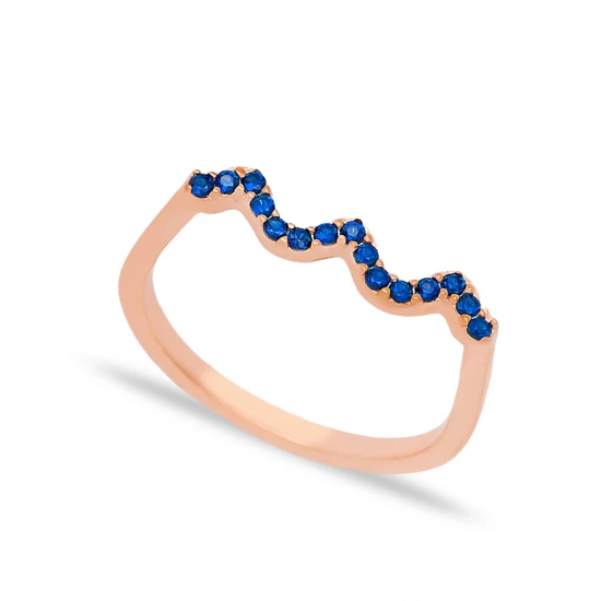 Wave Style Sapphire Beaded 925 Sterling Silver Ring Wave Style Sapphire Beaded 925 Sterling Silver Ring